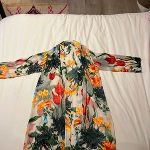 floral print, bathing suit cover up (or robe too)